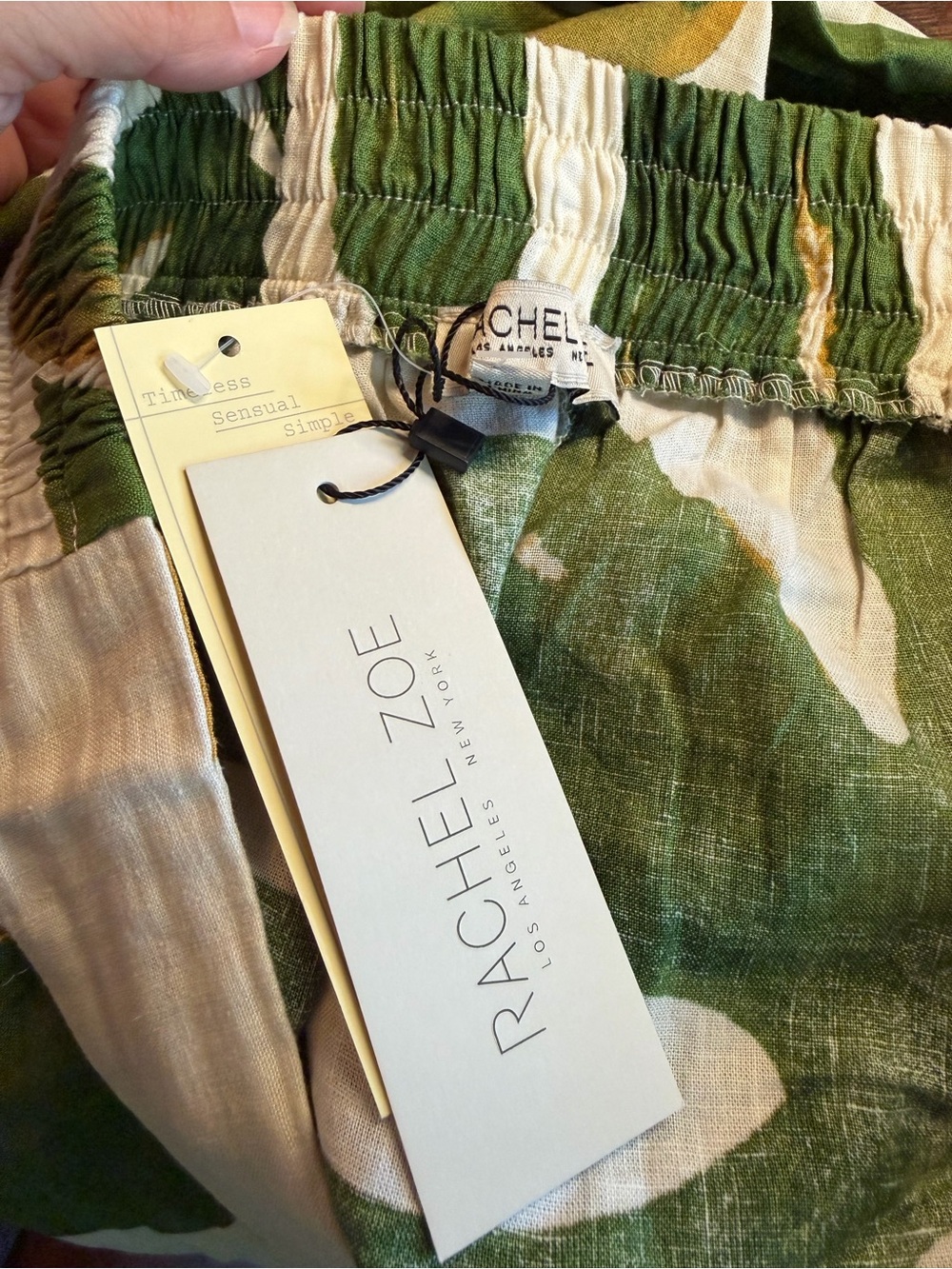 NWT Rachel Zoe Green Tropical Monstera Leaf Linen Rayon Wide Leg Pants L - Picture 3 of 6